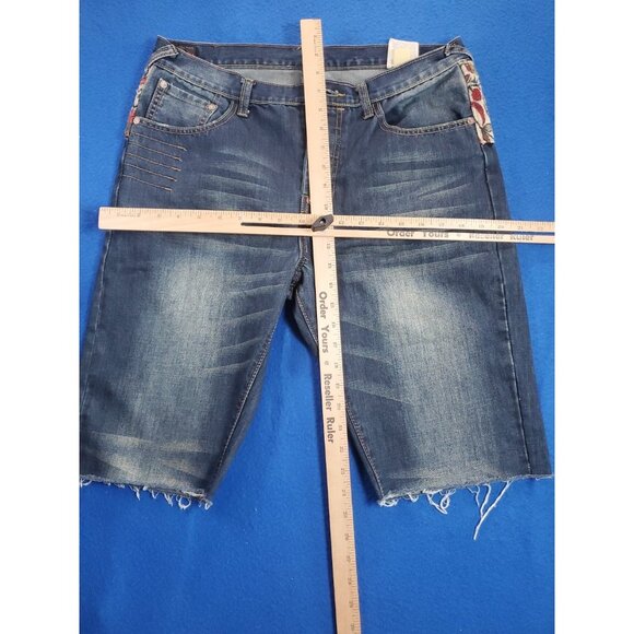 Evisu Origin Osaka Japan Button Fly Blue Shorts Denim Men's Size 34 Vintage - Picture 14 of 16